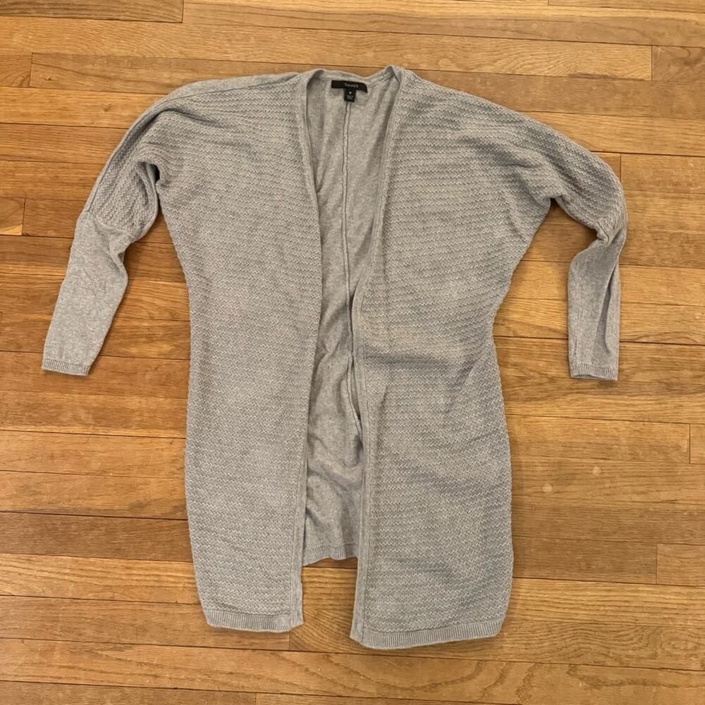 Tahari cashmere blend gray open front cardigan sweater size medium M
b3